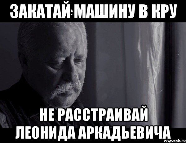 ЗАКАТАЙ МАШИНУ В КРУ НЕ РАССТРАИВАЙ ЛЕОНИДА АРКАДЬЕВИЧА, Мем Не расстраивай Леонида Аркадьевича