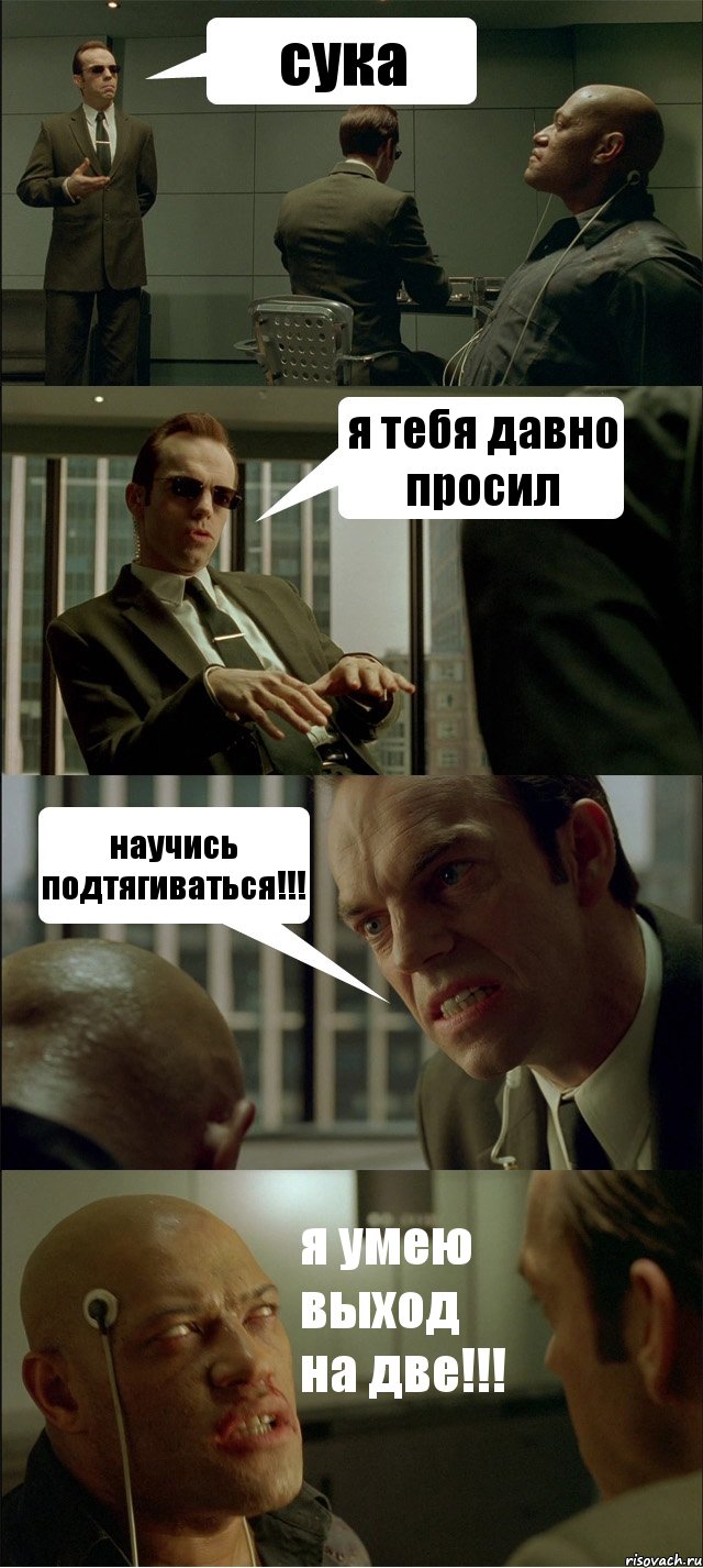 сука я тебя давно просил научись подтягиваться!!! я умею выход на две!!!, Комикс Матрица