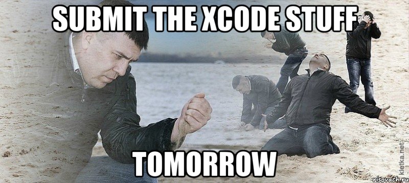 Submit the Xcode stuff Tomorrow, Мем Мужик сыпет песок на пляже