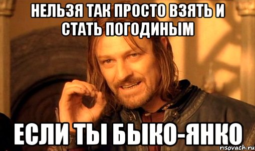 Нельзя так просто взять и стать погодиным если ты быко-янко, Мем Нельзя просто так взять и (Боромир мем)