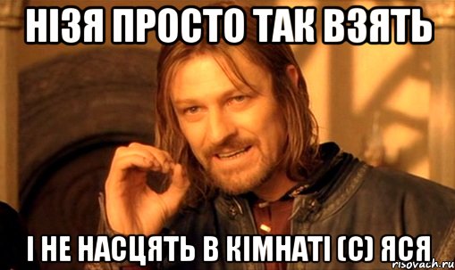 нізя просто так взять і не насцять в кімнаті (с) Яся, Мем Нельзя просто так взять и (Боромир мем)