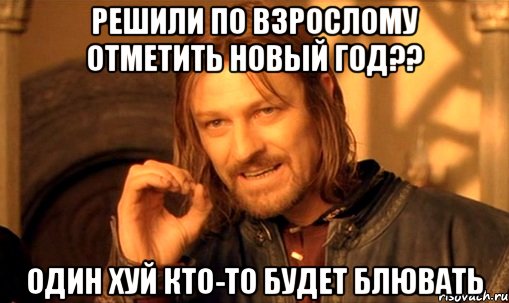 Решили по взрослому отметить Новый Год?? Один хуй кто-то будет блювать, Мем Нельзя просто так взять и (Боромир мем)