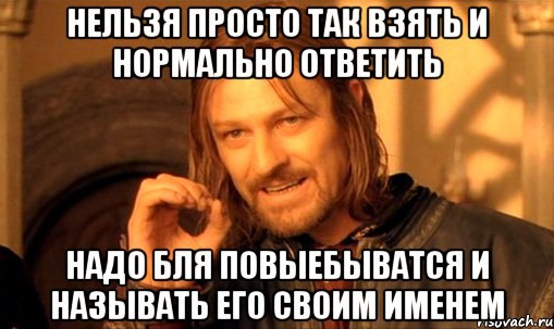 Нельзя просто так взять и нормально ответить надо бля повыебыватся и называть его своим именем, Мем Нельзя просто так взять и (Боромир мем)