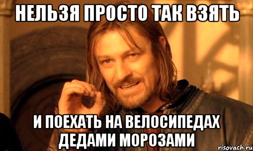 Нельзя просто так взять и поехать на велосипедах Дедами Морозами, Мем Нельзя просто так взять и (Боромир мем)