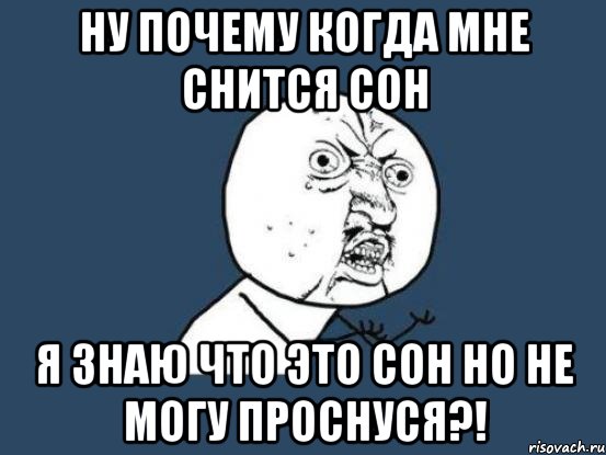 Ну почему когда мне снится сон я знаю что это сон но не могу проснуся?!, Мем Ну почему