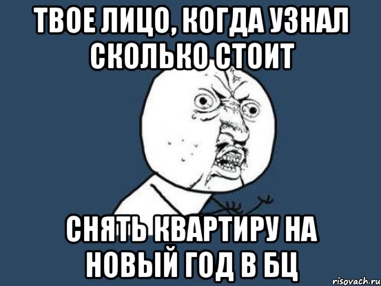 Твое лицо, когда узнал сколько стоит снять квартиру на Новый год в БЦ, Мем Ну почему