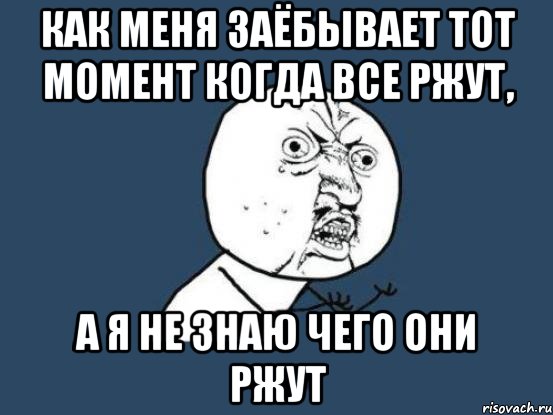 как меня заёбывает тот момент когда все ржут, а я не знаю чего они ржут, Мем Ну почему