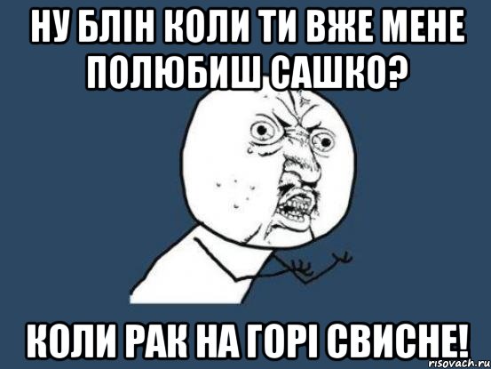 ну блін коли ти вже мене полюбиш сашко? коли рак на горі свисне!, Мем Ну почему