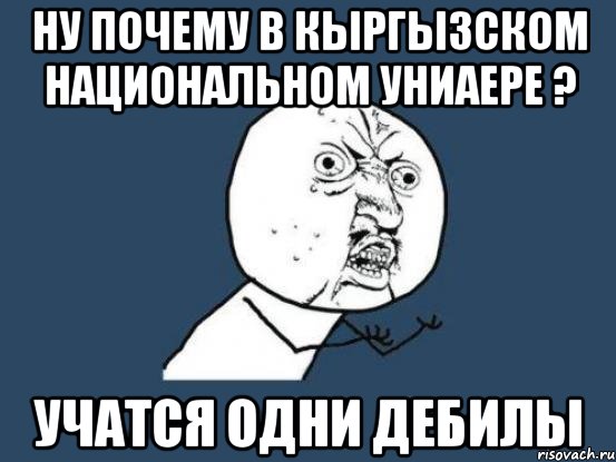 Ну почему в кыргызском национальном униаере ? Учатся одни дебилы, Мем Ну почему