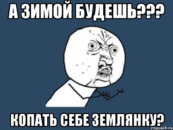 а зимой будешь??? копать себе землянку?, Мем Ну почему