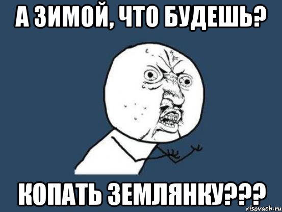 а зимой, что будешь? копать землянку???, Мем Ну почему