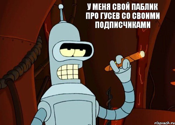 у меня свой паблик про Гусев со своими подписчиками, Мем bender