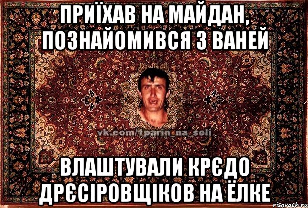 Приїхав на майдан, познайомився з Ваней влаштували крєдо дрєсіровщіков на ёлке, Мем Парнь на сел