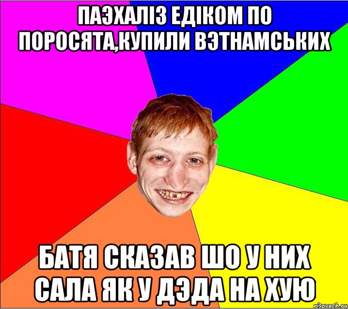 паэхалiз едiком по поросята,купили вэтнамських батя сказав шо у них сала як у дэда на хую, Мем Петро Бампер