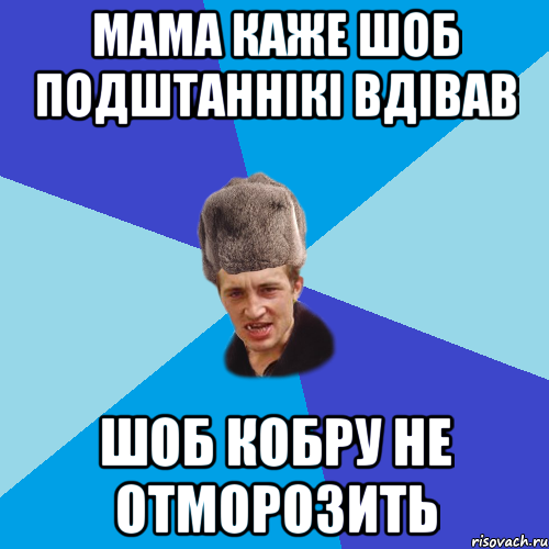 мама каже шоб подштаннікі вдівав шоб кобру не отморозить, Мем Празднчний паца