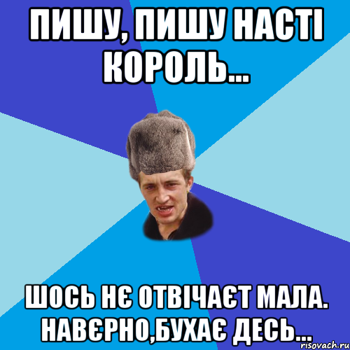 Пишу, пишу Насті Король... шось нє отвічаєт мала. Навєрно,бухає десь..., Мем Празднчний паца