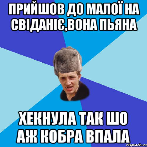 прийшов до малої на свіданіє,вона пьяна хекнула так шо аж кобра впала, Мем Празднчний паца