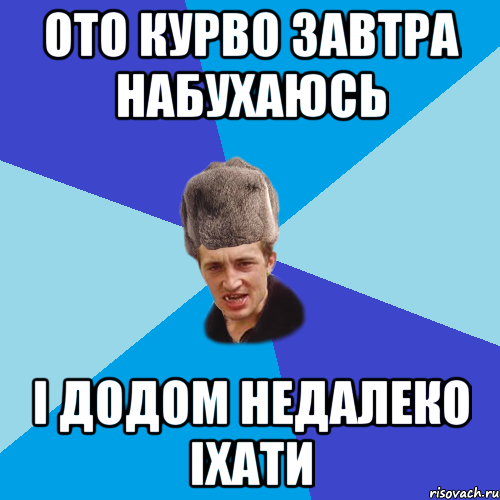 Ото курво завтра набухаюсь і додом недалеко іхати, Мем Празднчний паца