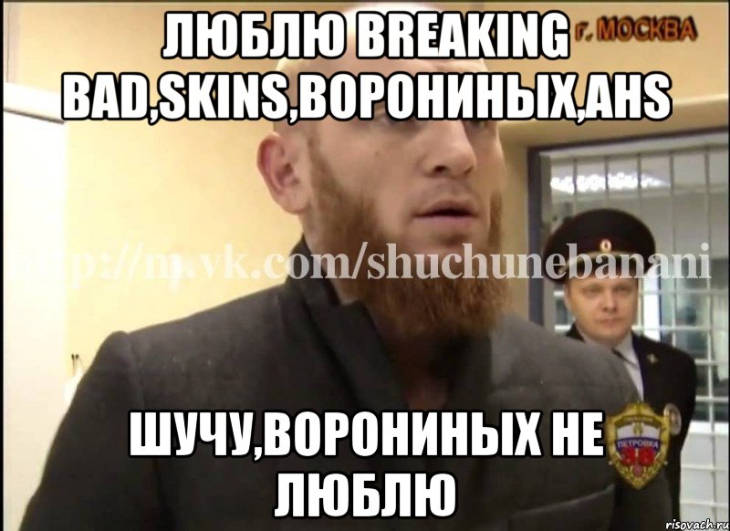 Люблю breaking bad,skins,Ворониных,AHS Шучу,Ворониных не люблю, Мем Шучу