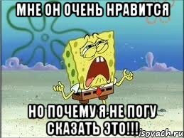 Мне он очень нравится Но почему я не погу сказать это!!!, Мем Спанч Боб плачет