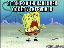 я тоже хочю как шрек сосёт у тигрули :D , Мем Спанч Боб плачет