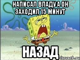 нАПИСАЛ Владу а он заходил 15 минут назад, Мем Спанч Боб плачет