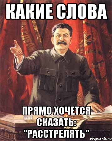 Какие слова Прямо хочется сказать: "Расстрелять", Мем  сталин цветной