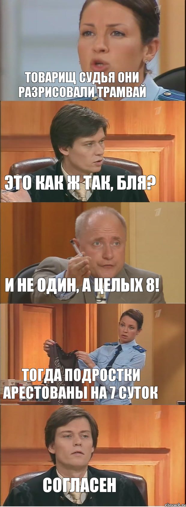 Товарищ судья они разрисовали трамвай Это как ж так, бля? И не один, а целых 8! Тогда подростки арестованы на 7 суток Согласен, Комикс Суд