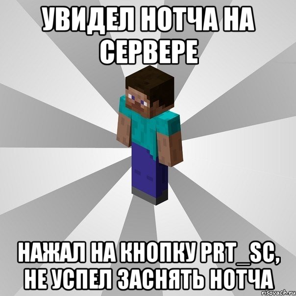 Увидел Нотча на сервере нажал на кнопку prt_sc, не успел заснять нотча, Мем Типичный игрок Minecraft