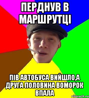 перднув в маршрутці пів автобуса вийшло,а друга половина воморок впала, Мем умный гопник