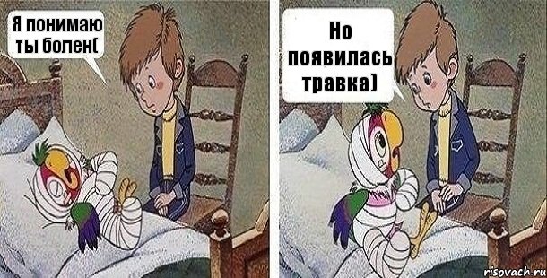 Я понимаю ты болен( Но появилась травка), Комикс Попугай Кеша заболел