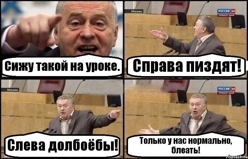 Сижу такой на уроке. Справа пиздят! Слева долбоёбы! Только у нас нормально, блеать!, Комикс Жириновский