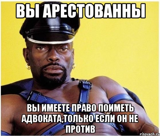 Вы арестованны Вы имеете право поиметь адвоката,только если он не против, Мем Черный властелин