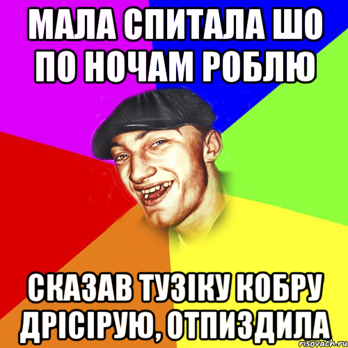 Мала спитала шо по ночам роблю Сказав тузіку кобру дрісірую, отпиздила