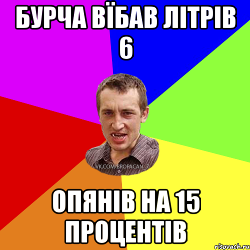 бурча вїбав літрів 6 опянів на 15 процентів