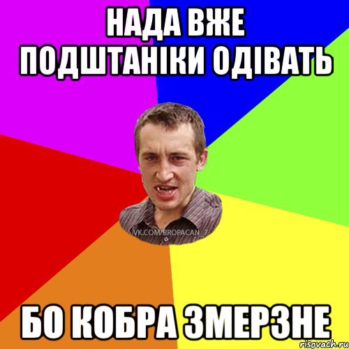 НАДА ВЖЕ ПОДШТАНІКИ ОДІВАТЬ БО КОБРА ЗМЕРЗНЕ, Мем Чоткий паца 7