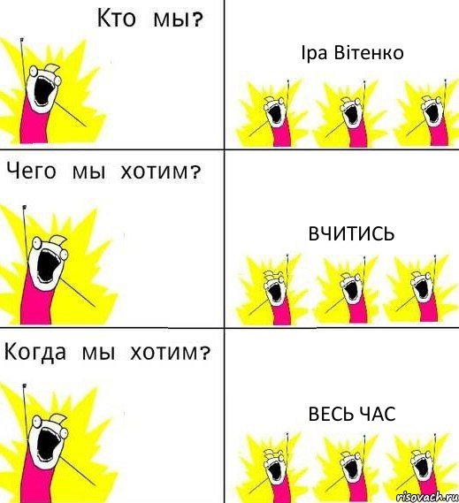 Іра Вітенко Вчитись ВЕСЬ ЧАС, Комикс Что мы хотим