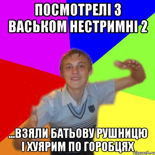 посмотрелі з васьком нестримні 2 ...взяли батьову рушницю і хуярим по горобцях, Мем дк