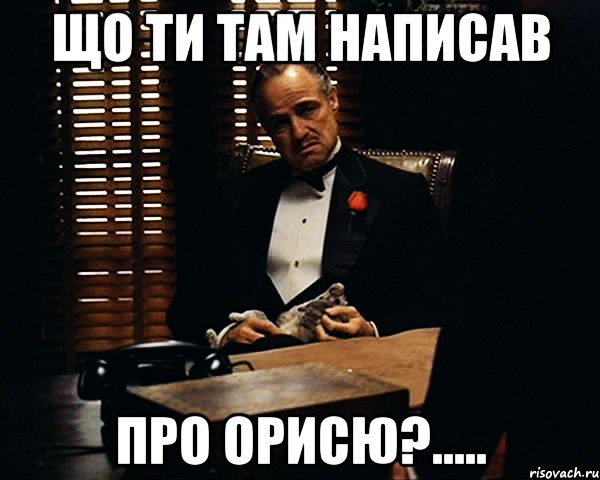 Що ти там написав про Орисю?....., Мем Дон Вито Корлеоне