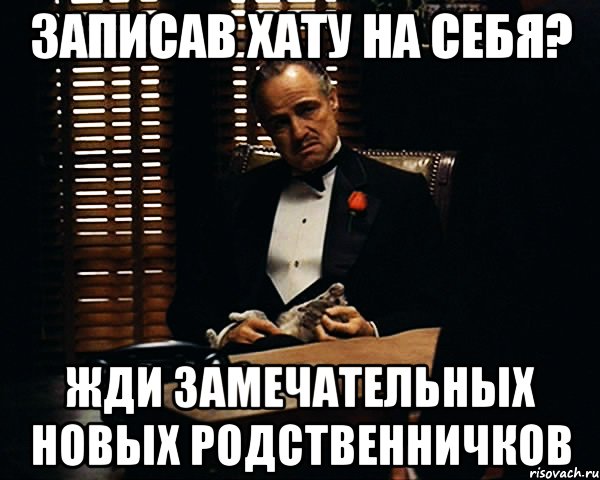 записав хату на себя? жди замечательных новых родственничков, Мем Дон Вито Корлеоне