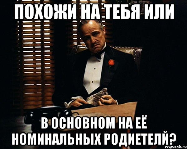 похожи на тебя или в основном на её номинальных родиетелй?, Мем Дон Вито Корлеоне