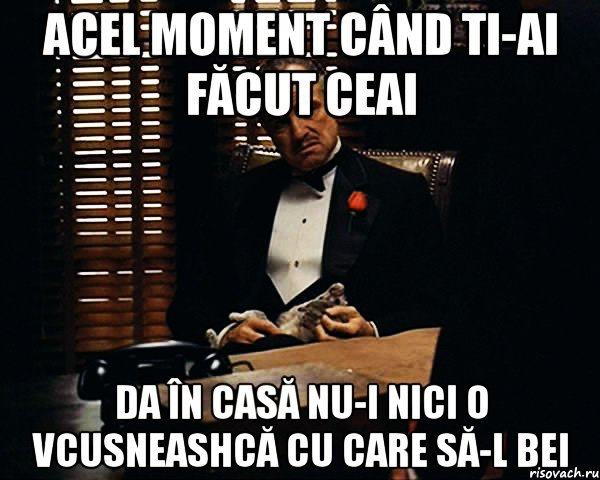 acel moment când ti-ai făcut ceai da în casă nu-i nici o vcusneashcă cu care să-l bei, Мем Дон Вито Корлеоне