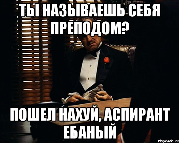 Ты называешь себя преподом? ПОШЕЛ НАХУЙ, АСПИРАНТ ЕБАНЫЙ, Мем Дон Вито Корлеоне