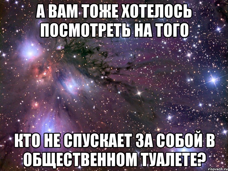 а вам тоже хотелось посмотреть на того кто не спускает за собой в общественном туалете?, Мем Космос