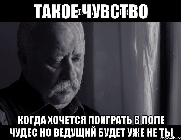 такое чувство когда хочется поиграть в поле чудес но ведущий будет уже не ты