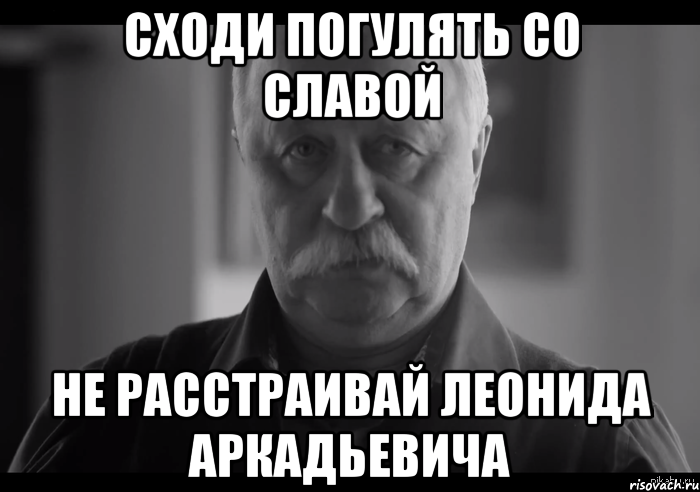 Сходи погулять со Славой Не расстраивай Леонида Аркадьевича, Мем Не огорчай Леонида Аркадьевича