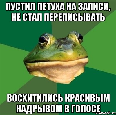 ПУСТИЛ ПЕТУХА НА ЗАПИСИ, НЕ СТАЛ ПЕРЕПИСЫВАТЬ ВОСХИТИЛИСЬ КРАСИВЫМ НАДРЫВОМ В ГОЛОСЕ, Мем  Мерзкая жаба