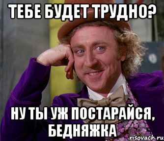 Тебе будет трудно? Ну ты уж постарайся, бедняжка, Мем мое лицо