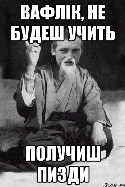 Вафлік, не будеш учить Получиш пизди, Мем Мудрий паца