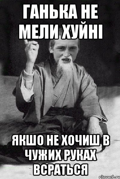 Ганька не мели хуйні якшо не хочиш в чужих руках всраться, Мем Мудрий паца